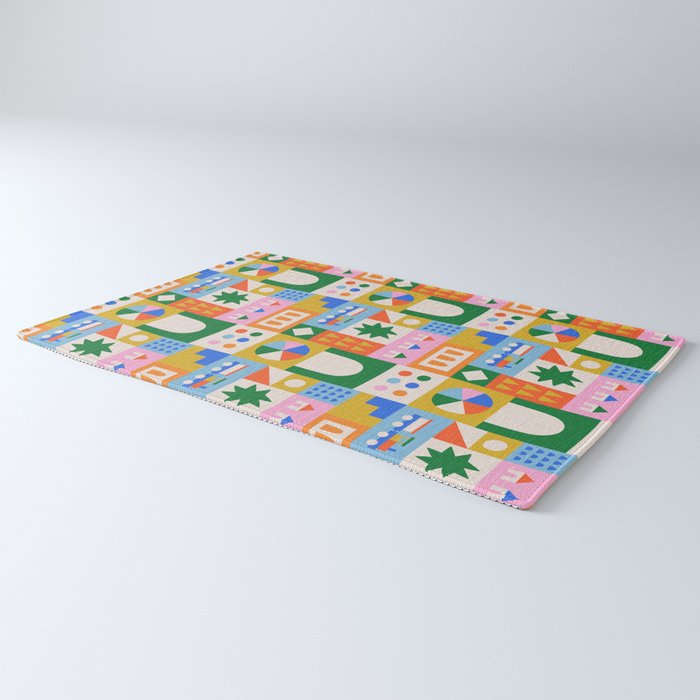 Colorful nordic children toy doodle art pattern Rug Gallery Image 3