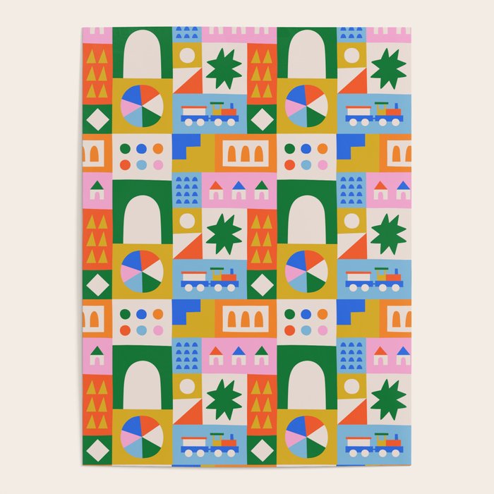 Colorful nordic children toy doodle art pattern Poster Gallery Image 4
