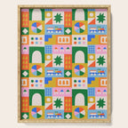Colorful nordic children toy doodle art pattern Serving Tray Gallery Image 1