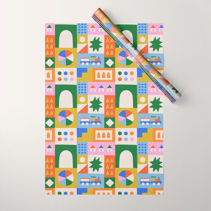 Colorful nordic children toy doodle art pattern Wrapping Paper Gallery Image 1