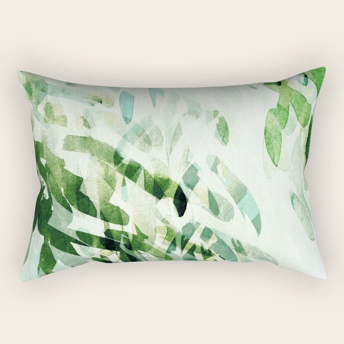 fresh summer rain abstract watercolor leaves Rectangular Pillow Gallery Image 2
