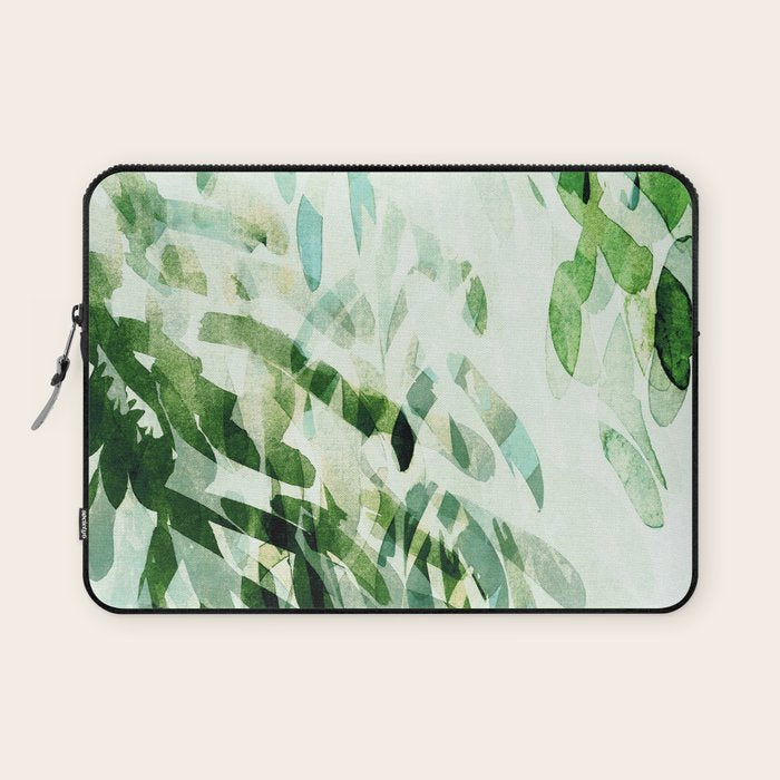 fresh summer rain abstract watercolor leaves Laptop Sleeve Gallery Image 1
