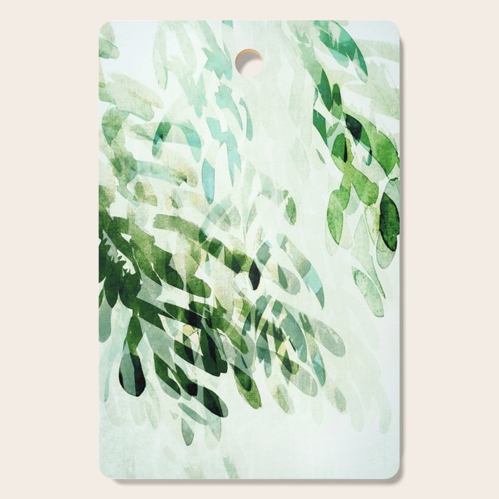 fresh summer rain abstract watercolor leaves Cutting Board Gallery Image 1
