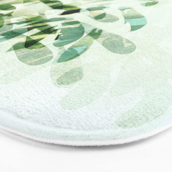 fresh summer rain abstract watercolor leaves Bath Mat Gallery Image 3
