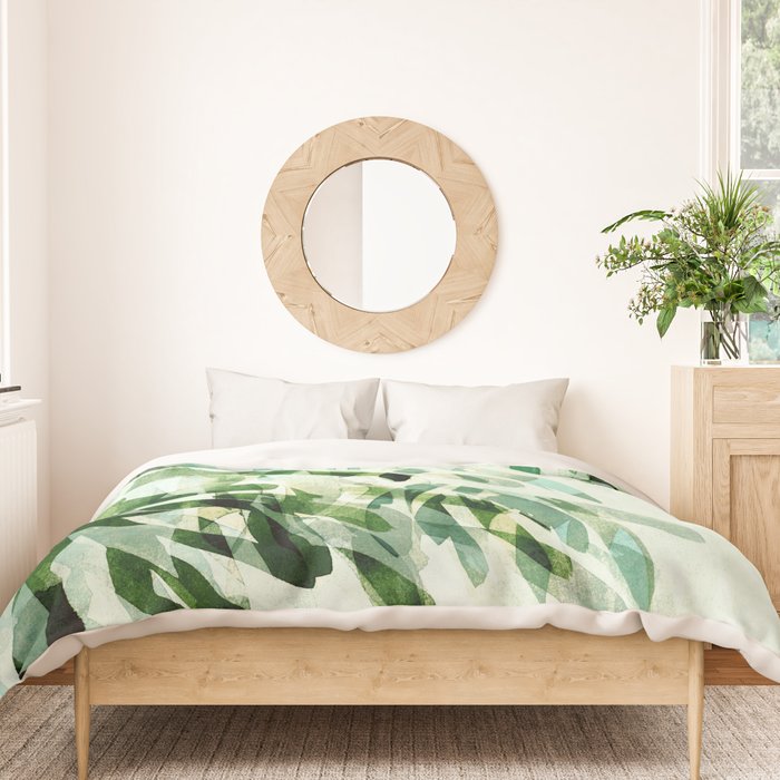 fresh summer rain abstract watercolor leaves Duvet Cover Gallery Image 3