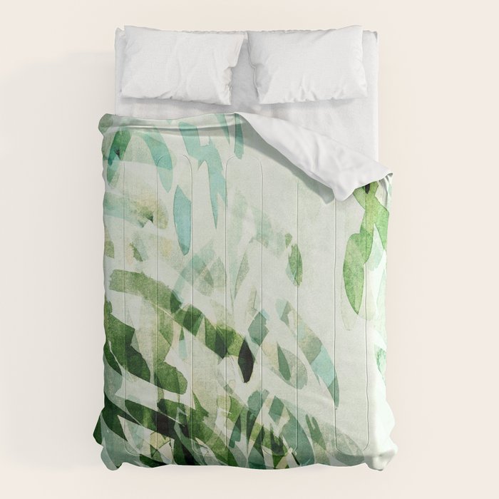 fresh summer rain abstract watercolor leaves Comforter Gallery Image 6
