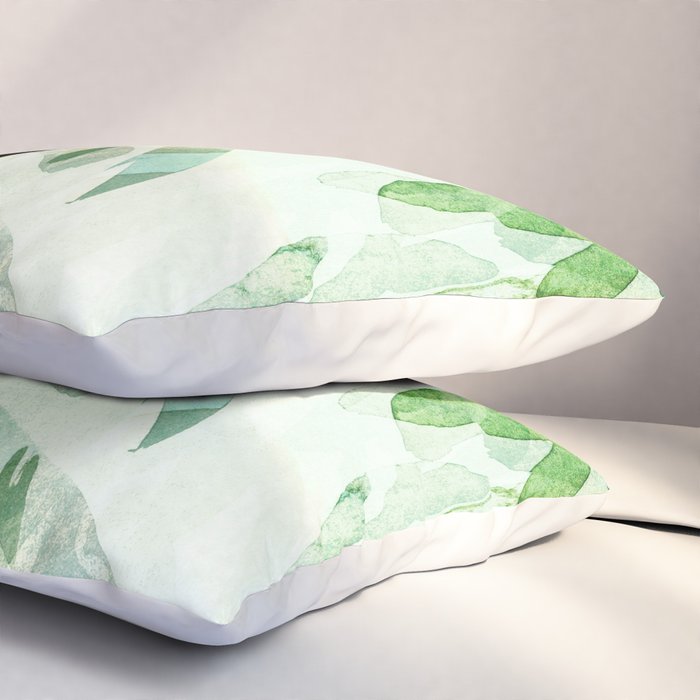 fresh summer rain abstract watercolor leaves Pillow Sham Gallery Image 3