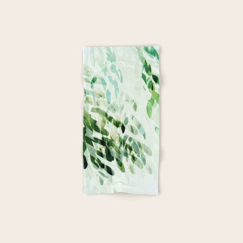 Fresh Summer Rain Abstract Watercolor Leaves Bath Towel