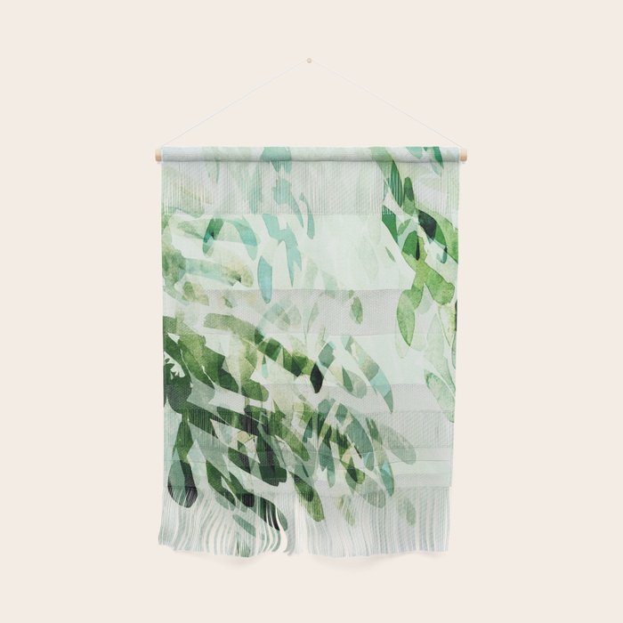 fresh summer rain abstract watercolor leaves Wall Hanging Gallery Image 1