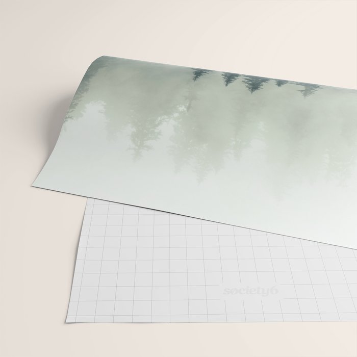 Green misty mountain pine forest in cloudy and rainy - vintage style photo Wrapping Paper Gallery Image 2