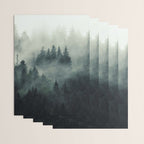 Green misty mountain pine forest in cloudy and rainy - vintage style photo Wrapping Paper Gallery Image 3