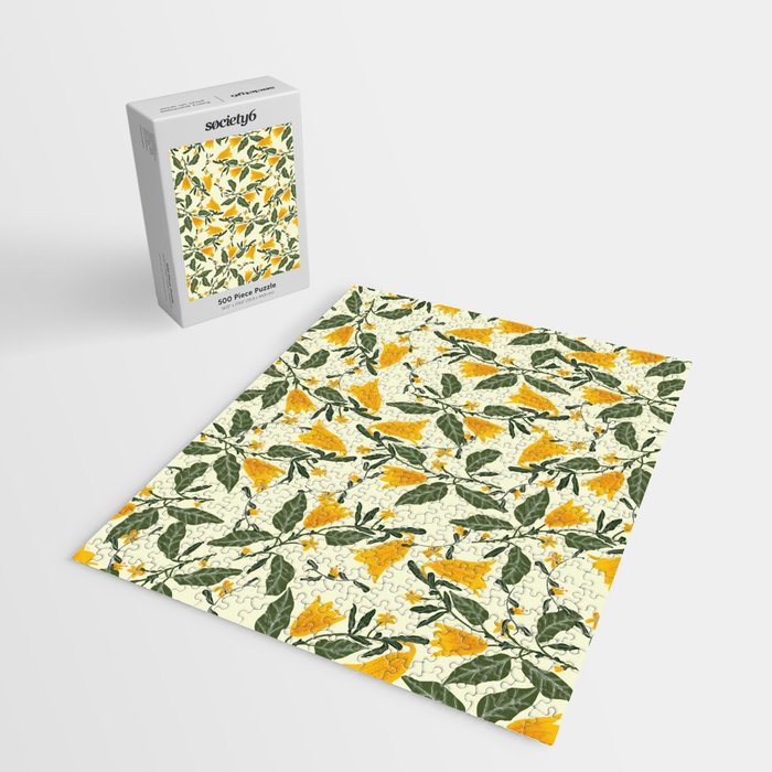 Yellow Bright Flower Pattern Jigsaw Puzzle