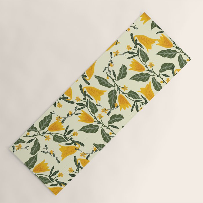 Yellow Bright Flower Pattern Yoga Mat Gallery Image 1