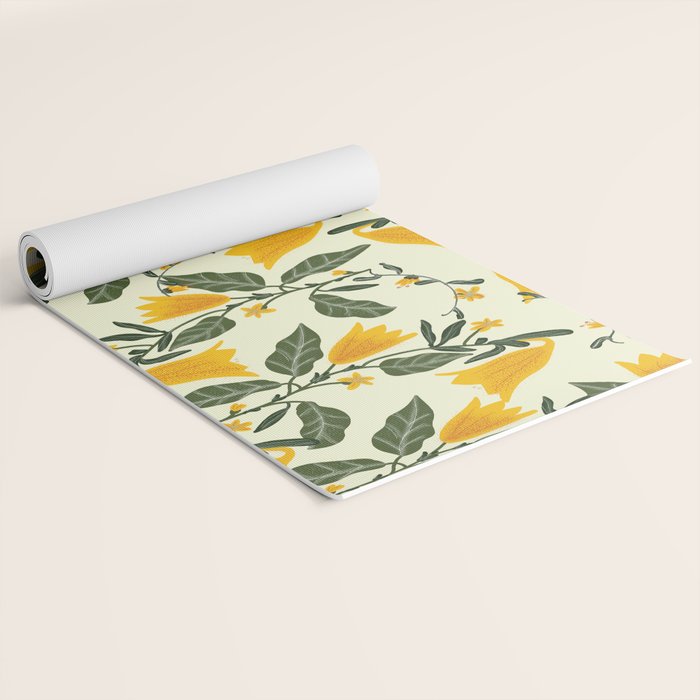 Yellow Bright Flower Pattern Yoga Mat Gallery Image 2