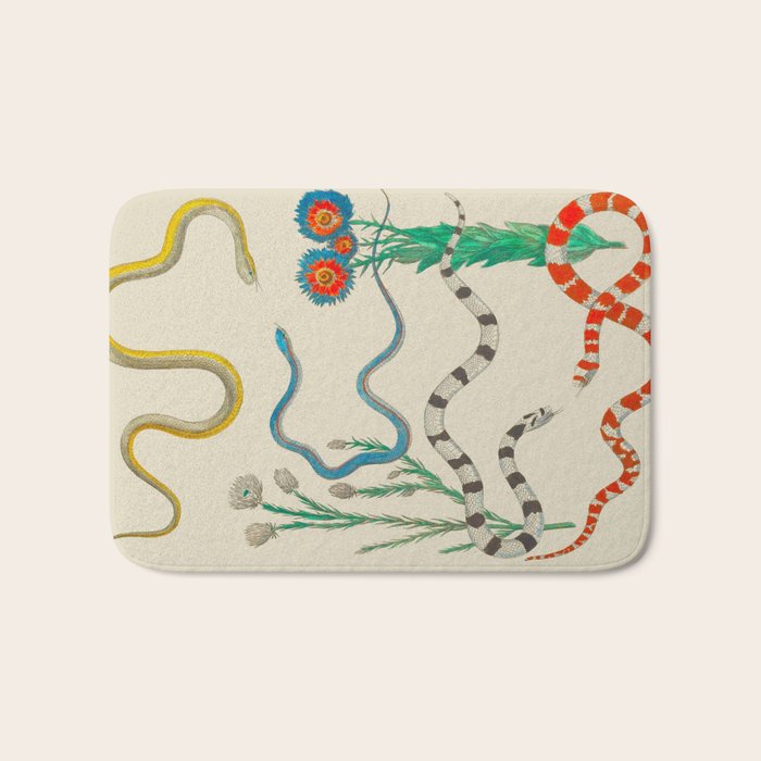 Locupletissimi rerum naturalium - vol. 2 - Albertus Seba Colorful Snake Floral Arrangement Bath Mat Gallery Image 1