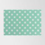Northern Winter Star Festive Grid Pink White and Mint Green Rug Gallery Image 2