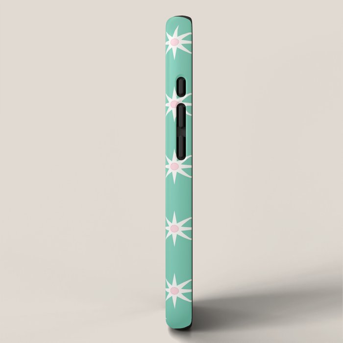 Northern Winter Star Festive Grid Pink White and Mint Green iPhone Case Gallery Image 2