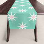 Northern Winter Star Festive Grid Pink White and Mint Green Table Runner Gallery Image 1