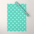 Northern Winter Star Festive Grid Pink White and Mint Green Wrapping Paper Gallery Image 1