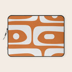 Mid Century Modern Piquet Abstract Pattern in Burnt Orange and White Laptop Sleeve Gallery Image 1