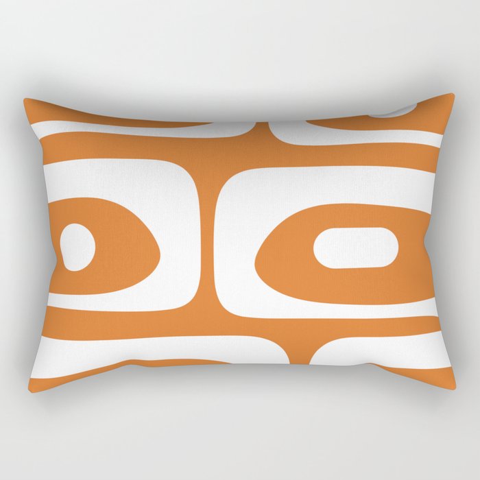 Mid Century Modern Piquet Abstract Pattern in Burnt Orange and White Rectangular Pillow Gallery Image 1