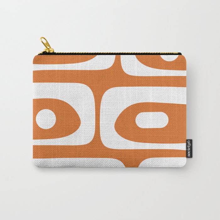 Mid Century Modern Piquet Abstract Pattern in Burnt Orange and White Carry All Pouch Gallery Image 1