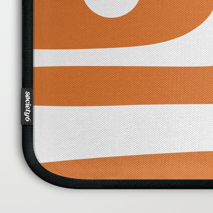 Mid Century Modern Piquet Abstract Pattern in Burnt Orange and White Laptop Sleeve Gallery Image 3