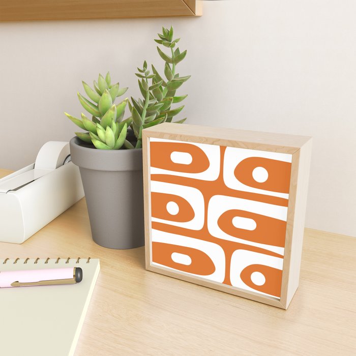 Mid Century Modern Piquet Abstract Pattern in Burnt Orange and White Mini Art Print Gallery Image 2