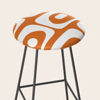 Mid Century Modern Piquet Abstract Pattern in Burnt Orange and White Stool Gallery Image 2