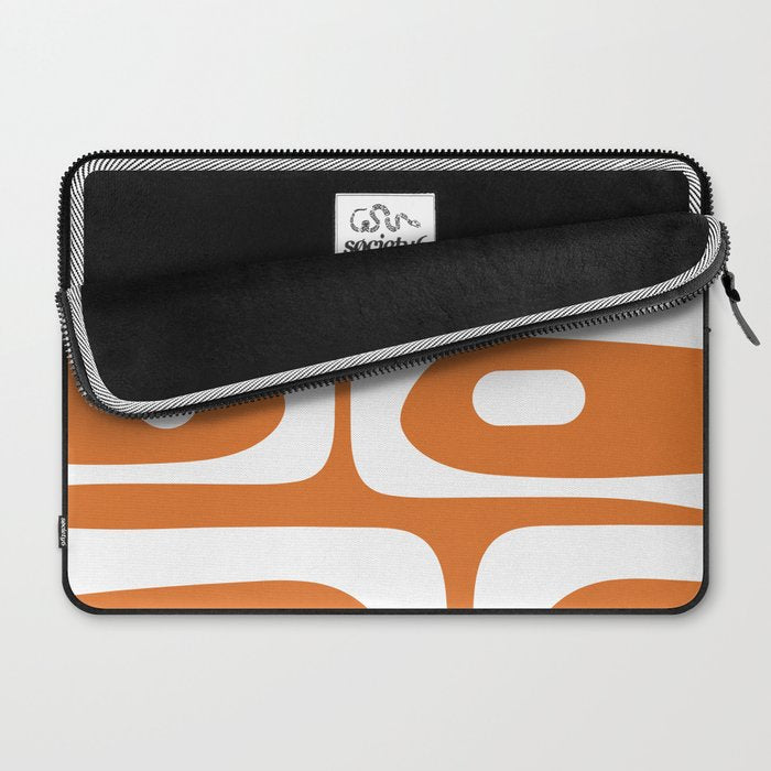 Mid Century Modern Piquet Abstract Pattern in Burnt Orange and White Laptop Sleeve Gallery Image 2