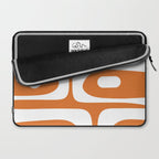 Mid Century Modern Piquet Abstract Pattern in Burnt Orange and White Laptop Sleeve Gallery Image 2