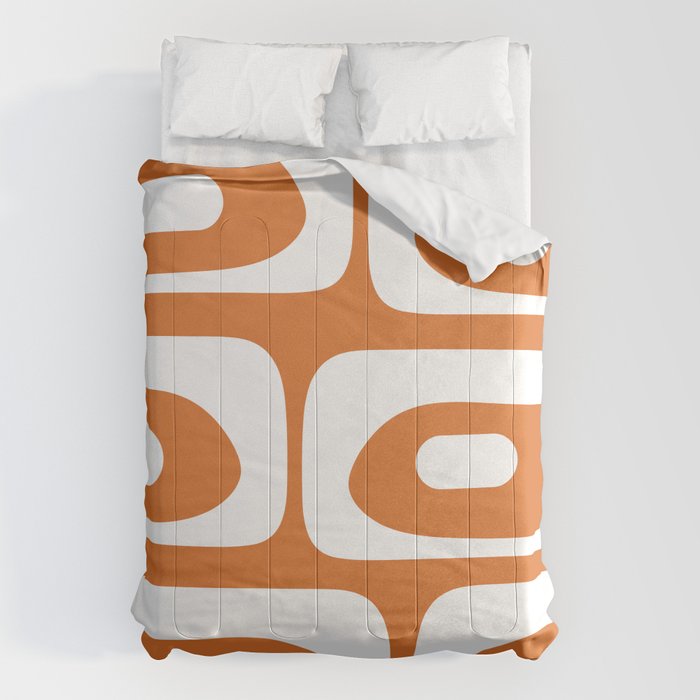 Mid Century Modern Piquet Abstract Pattern in Burnt Orange and White Comforter Gallery Image 6