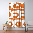 Mid Century Modern Piquet Abstract Pattern in Burnt Orange and White Window Curtain Gallery Image 5