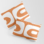 Mid Century Modern Piquet Abstract Pattern in Burnt Orange and White Pillow Sham Gallery Image 3