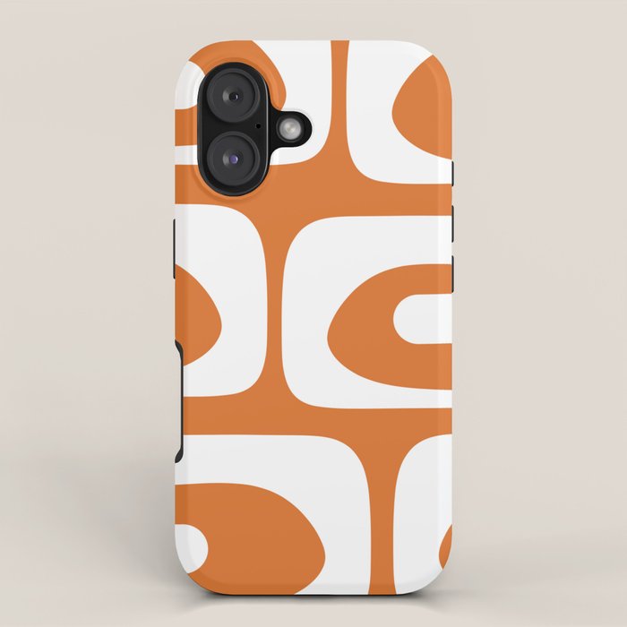 Mid Century Modern Piquet Abstract Pattern in Burnt Orange and White iPhone Case Gallery Image 1