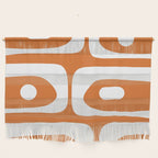 Mid Century Modern Piquet Abstract Pattern in Burnt Orange and White Wall Hanging Gallery Image 1