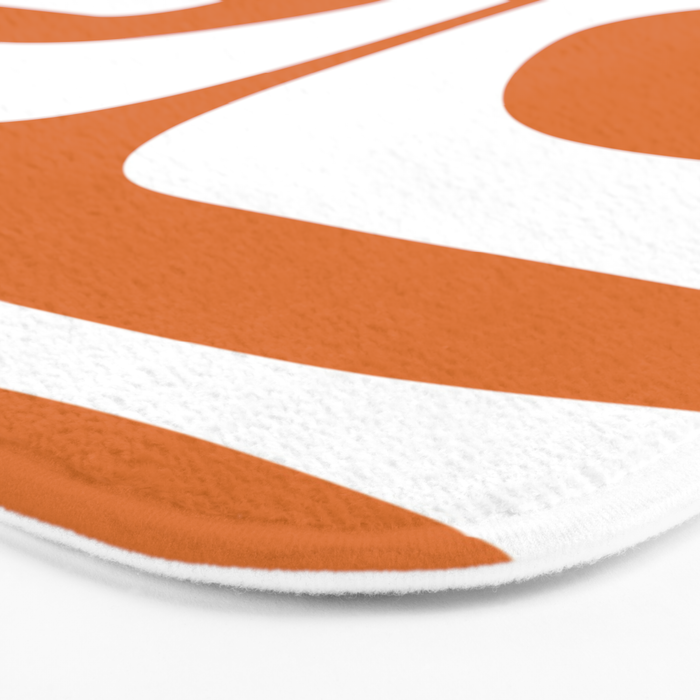 Mid Century Modern Piquet Abstract Pattern in Burnt Orange and White Bath Mat Gallery Image 3