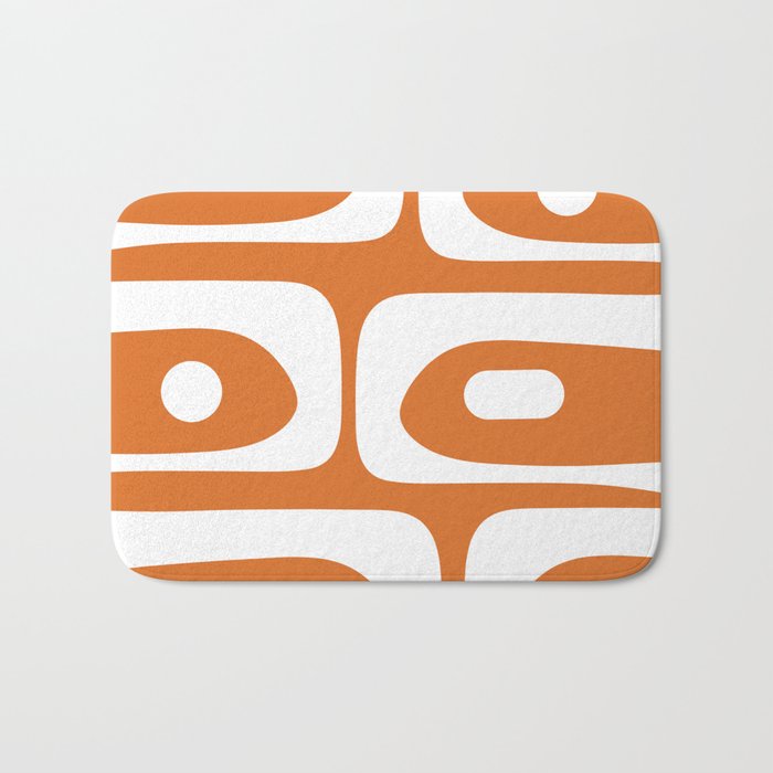 Mid Century Modern Piquet Abstract Pattern in Burnt Orange and White Bath Mat Gallery Image 1