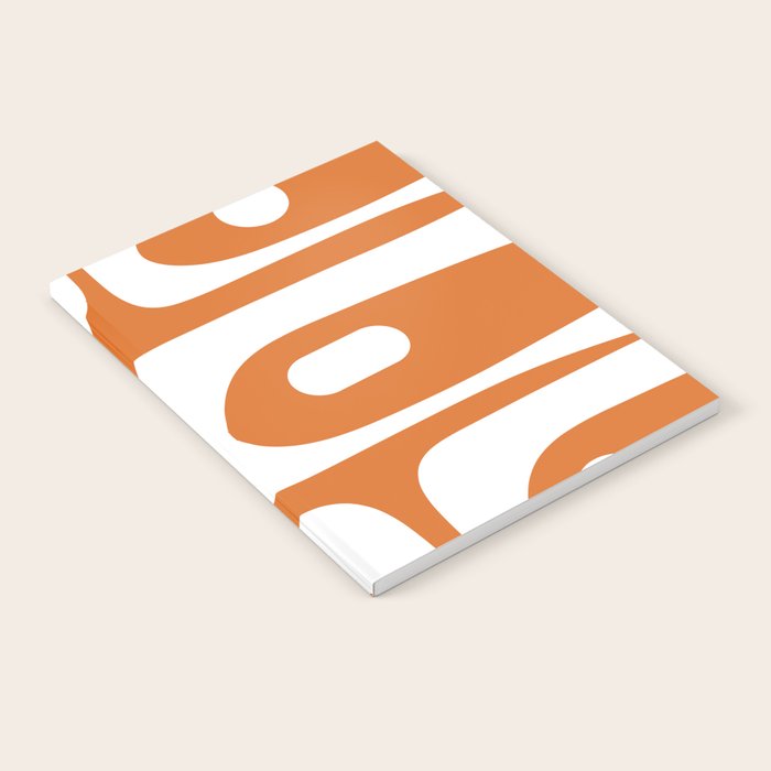 Mid Century Modern Piquet Abstract Pattern in Burnt Orange and White Notebook Gallery Image 2
