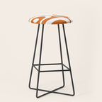 Mid Century Modern Piquet Abstract Pattern in Burnt Orange and White Stool Gallery Image 1