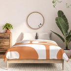 Mid Century Modern Piquet Abstract Pattern in Burnt Orange and White Comforter Gallery Image 3