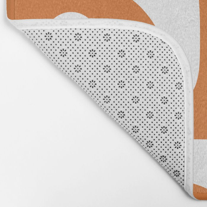 Mid Century Modern Piquet Abstract Pattern in Burnt Orange and White Bath Mat Gallery Image 2