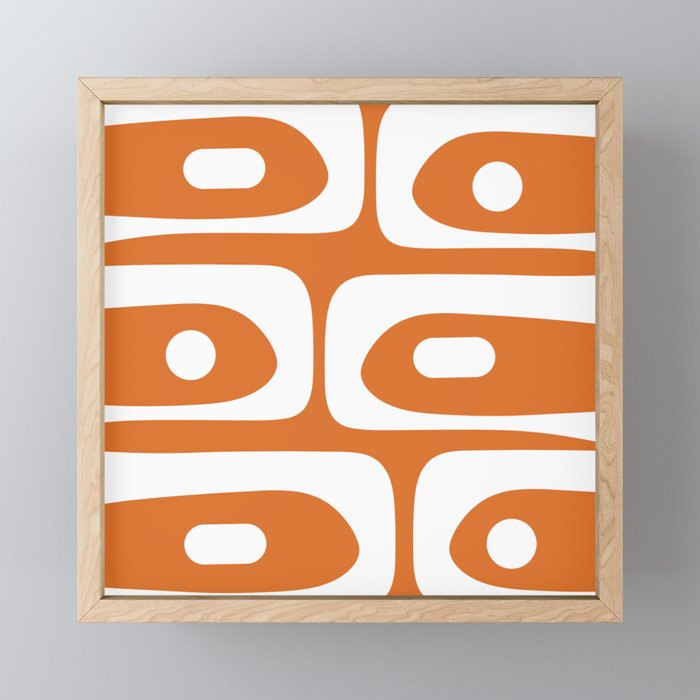 Mid Century Modern Piquet Abstract Pattern in Burnt Orange and White Mini Art Print Gallery Image 1