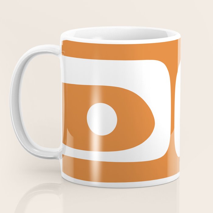 Mid Century Modern Piquet Abstract Pattern in Burnt Orange and White Coffee Mug Gallery Image 3
