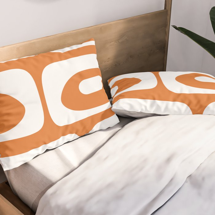 Mid Century Modern Piquet Abstract Pattern in Burnt Orange and White Pillow Sham Gallery Image 2
