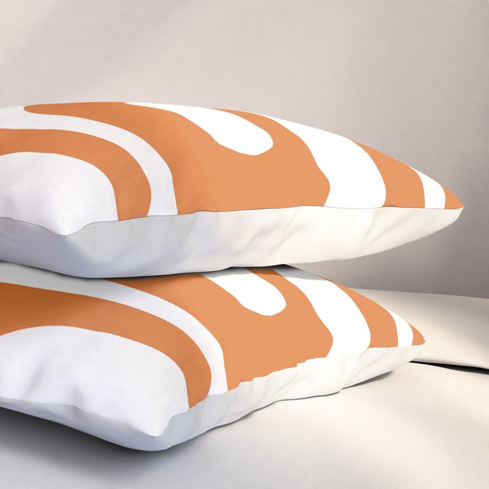 Mid Century Modern Piquet Abstract Pattern in Burnt Orange and White Pillow Sham Gallery Image 3
