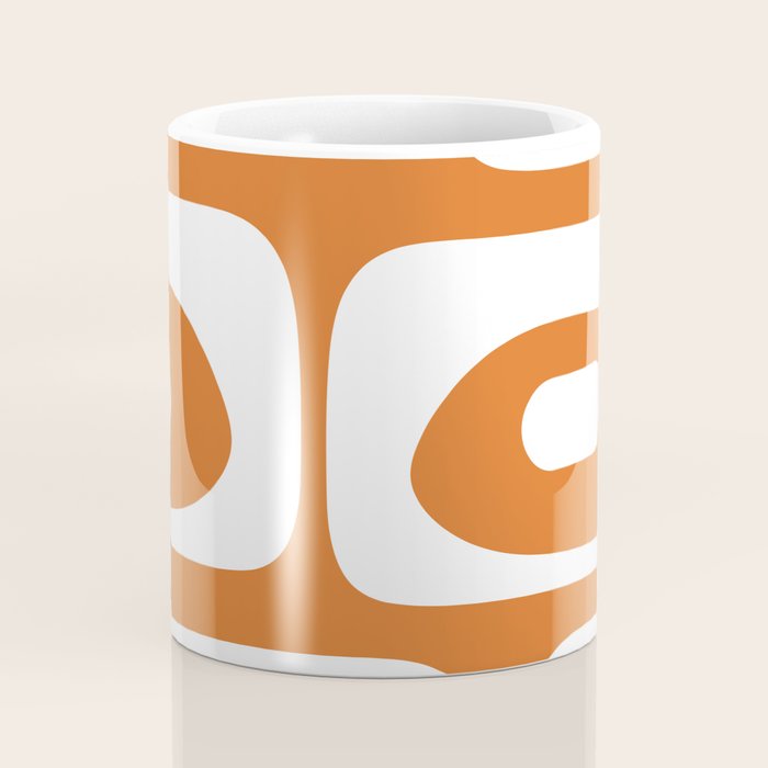 Mid Century Modern Piquet Abstract Pattern in Burnt Orange and White Coffee Mug Gallery Image 4
