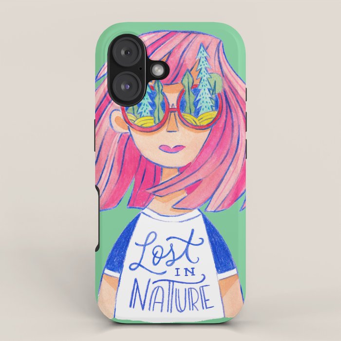 Lost in Nature Girl Portrait iPhone Case Gallery Image 1