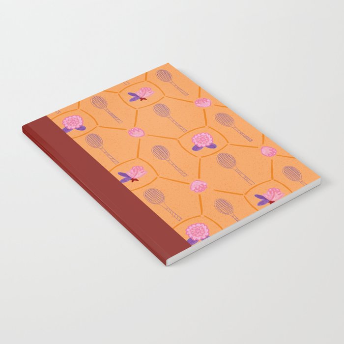 Tennis Rackets & Roses in Peach & Orange Notebook Gallery Image 1