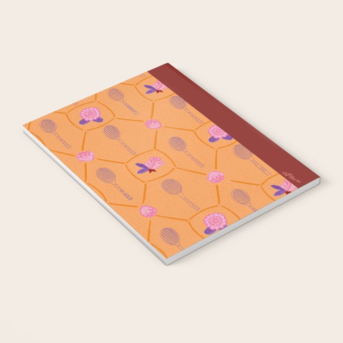 Tennis Rackets & Roses in Peach & Orange Notebook Gallery Image 3